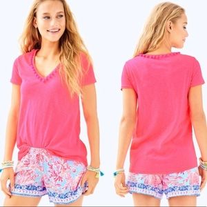 Lilly Pulitzer Etta pink Pom Pom top